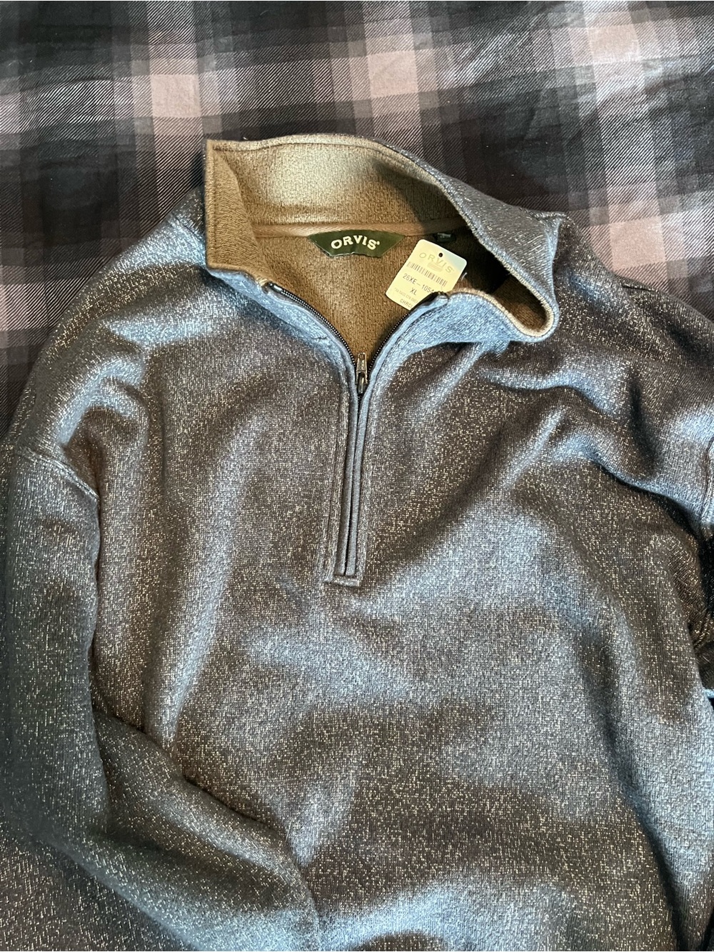 Orvis Mens Pullover Sweatshirt 1/4 Zip Charcoal Outdoors Hiking Size XL New
